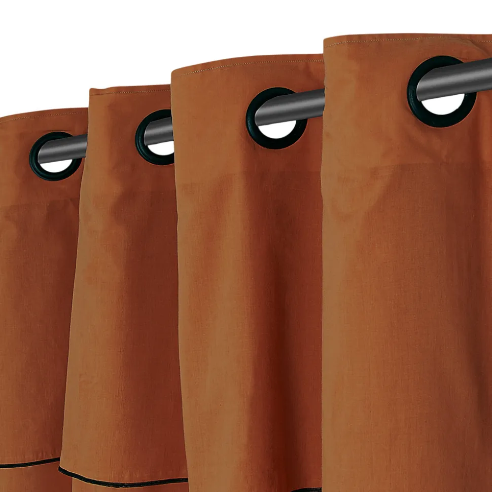 Rideau tamisant à oeillets en coton, point de bourdon Mongla terracotta H.260 x l.140cm GoodHome