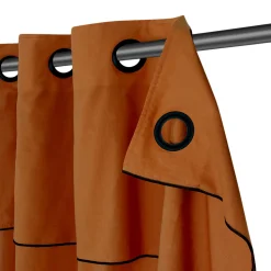 Rideau tamisant à oeillets en coton, point de bourdon Mongla terracotta H.260 x l.140cm GoodHome