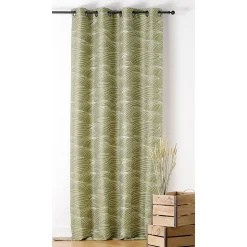 Rideau tamisant à oeillets Chablis feuillage vert H.250 x l.140cm Linder
