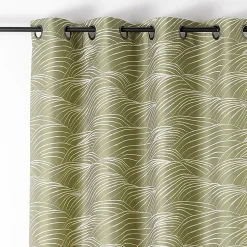 Rideau tamisant à oeillets Chablis feuillage vert H.250 x l.140cm Linder