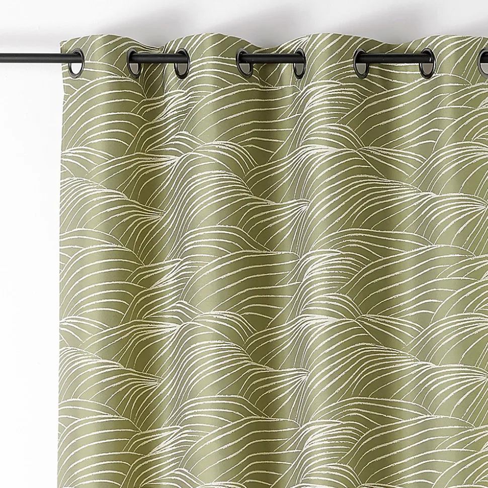 Rideau tamisant à oeillets Chablis feuillage vert H.250 x l.140cm Linder