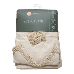 Rideau tamisant à oeillets haut tufté beige H.260 x l.140cm Deko & Co
