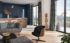 Rideau tamisant à oeillets effet jacquard Manfuy imprimé jungle bleu, vert H.260 cm GoodHome