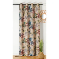 Rideau tamisant à oeillets Nil imprimé tropical multicouleurs H.260 x l.145 Linder