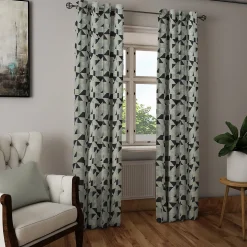 Rideau tamisant à oeillets jacquard gris, noir H.260 x l.140cm Casa Mediterranea 1967 SL