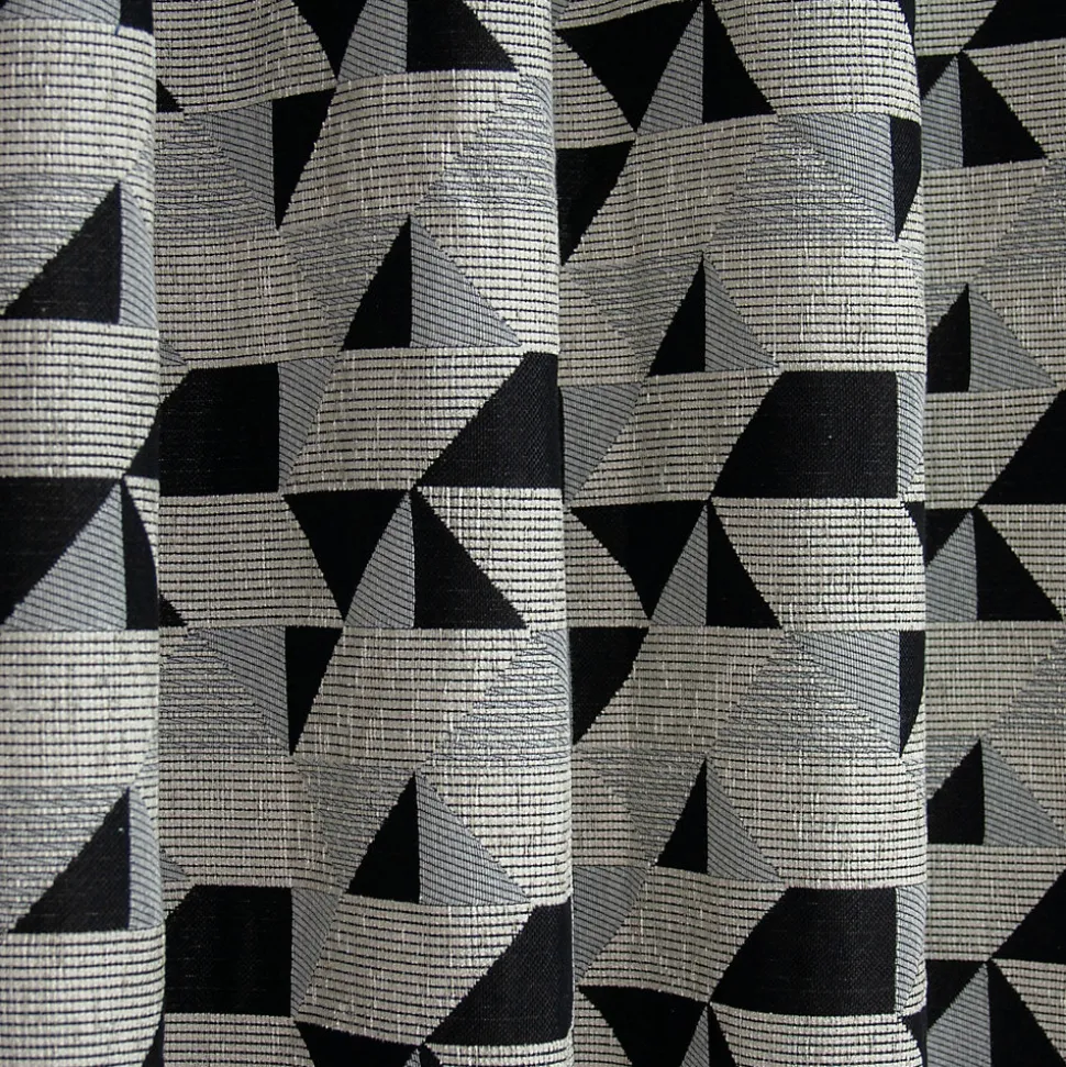 Rideau tamisant à oeillets jacquard gris, noir H.260 x l.140cm Casa Mediterranea 1967 SL