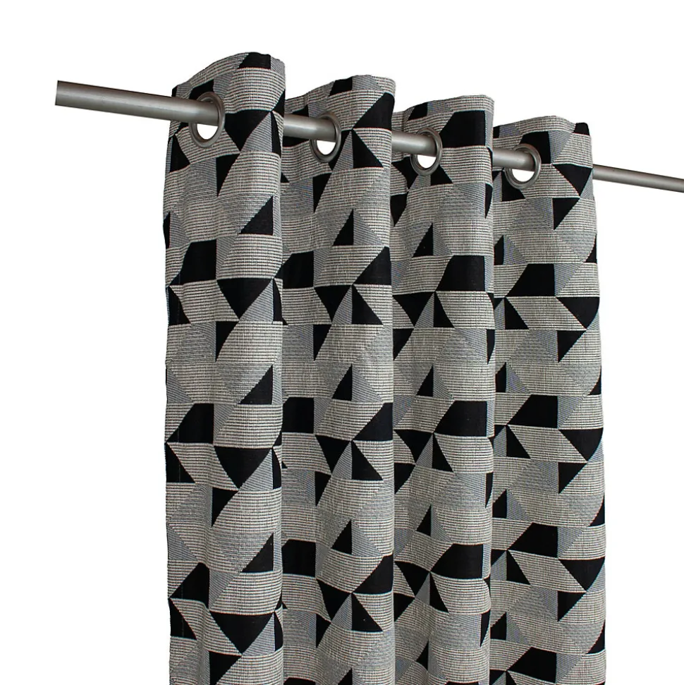 Rideau tamisant à oeillets jacquard gris, noir H.260 x l.140cm Casa Mediterranea 1967 SL