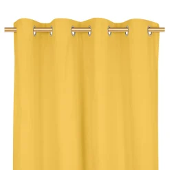 Rideau tamisant à oeillets en coton Hiva jaune ocre H.260 x l.140 GoodHome