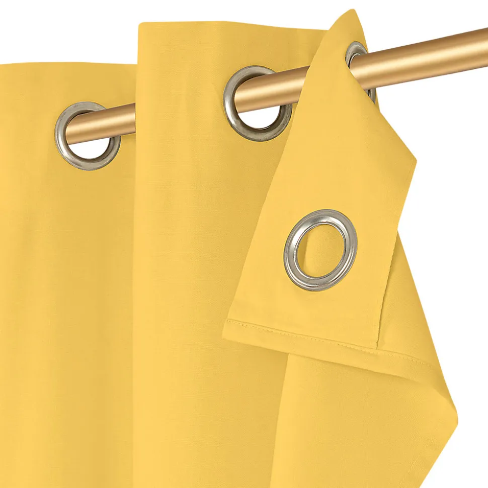 Rideau tamisant à oeillets en coton Hiva jaune ocre H.260 x l.140 GoodHome