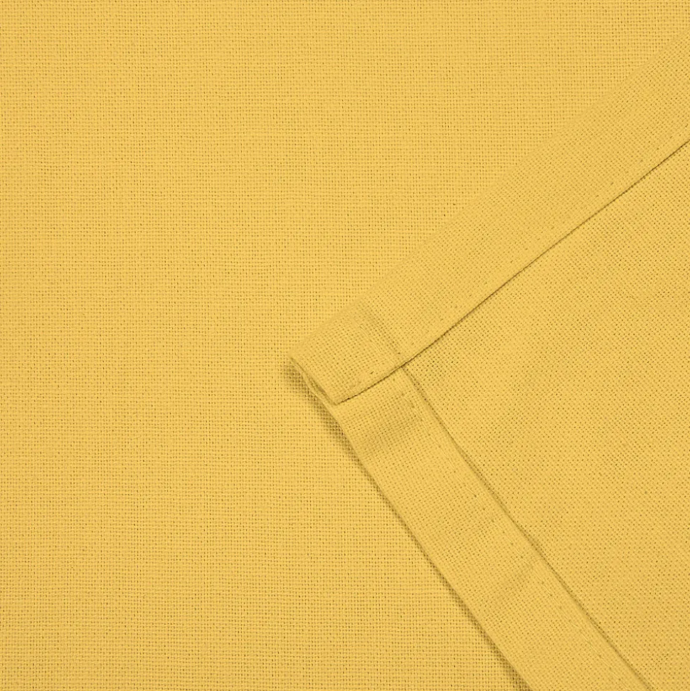 Rideau tamisant à oeillets en coton Hiva jaune ocre H.260 x l.140 GoodHome