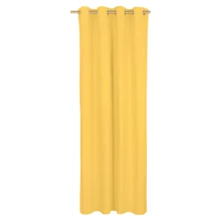 Rideau tamisant à oeillets en coton Hiva jaune ocre H.260 x l.140 GoodHome