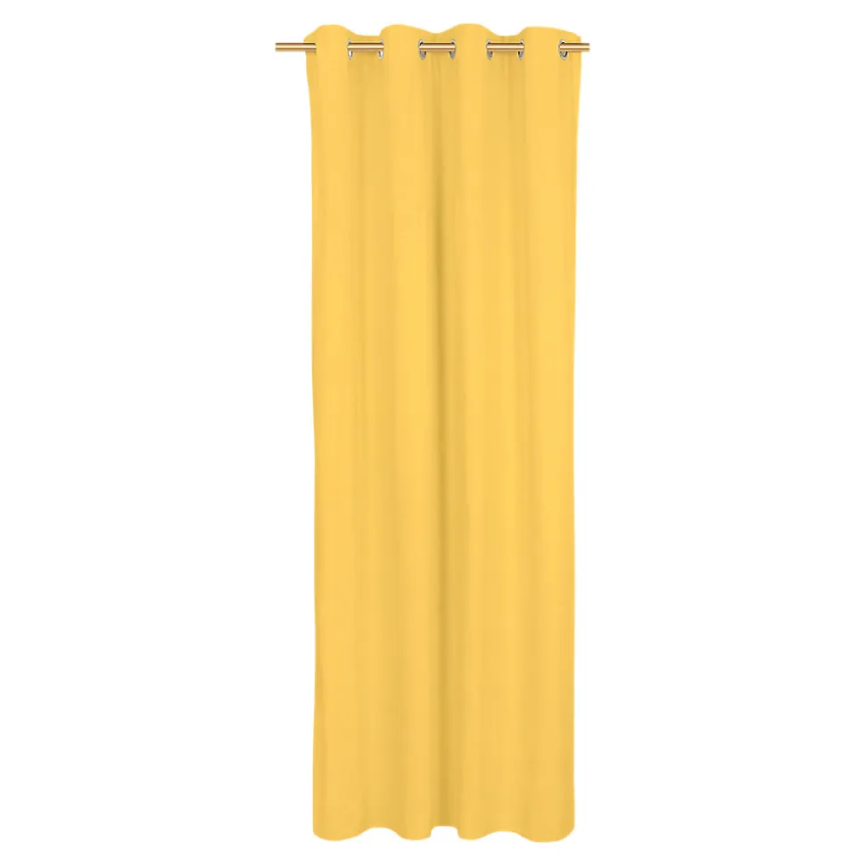 Rideau tamisant à oeillets en coton Hiva jaune ocre H.260 x l.140 GoodHome