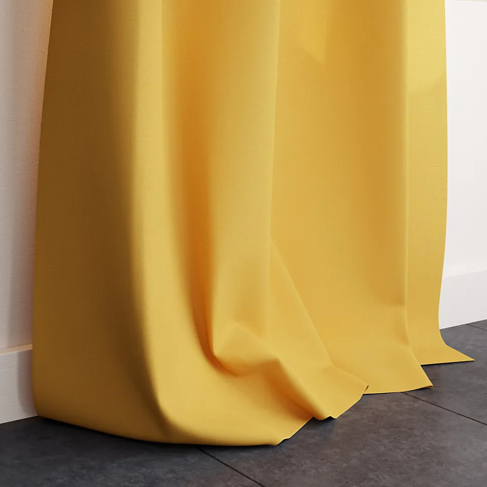 Rideau tamisant à oeillets en coton Hiva jaune ocre H.260 x l.140 GoodHome