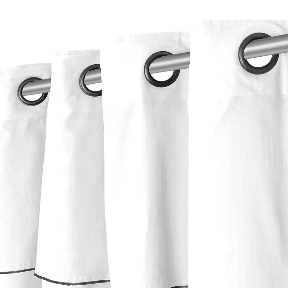 Rideau tamisant à oeillets en coton, point de bourdon Mongla blanc H.260 x l.140cm GoodHome