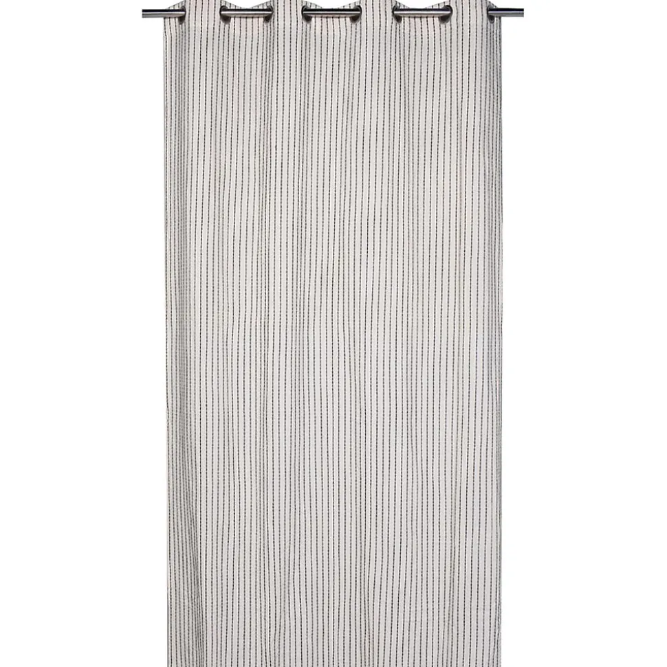 Rideau tamisant à oeillets tissage surpiqué beige et gris H.260 x l.140cm Deko & Co
