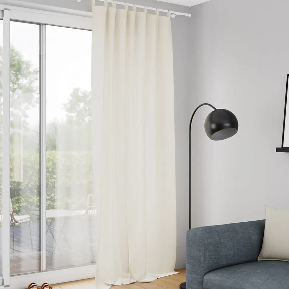 Rideau tamisant à passants effet tissé beige crème L.260 x l.140cm