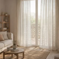 Rideau tamisant beige rideaux salon voilage elegant 200 x 300