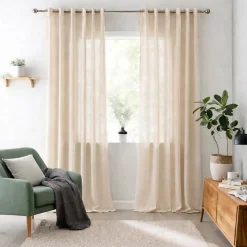 Rideau tamisant beige rideaux salon voilage elegant 280 x 300