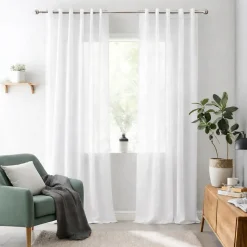 Rideau tamisant blanc rideaux salon voilage elegant 140 x 300