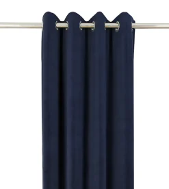 Rideau tamisant effet velours bleu marine à œillets l.140 x H.260 cm GoodHome Velvet
