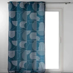 Rideau tamisant esprit graphique (140x260 cm - Bleu)