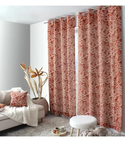 Rideau tamisant esprit lodge 140x240cm - 140x240cm - Terre cuite
