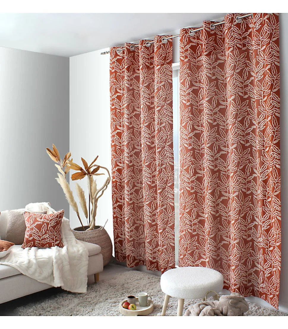 Rideau tamisant esprit lodge 140x240cm - 140x240cm - Terre cuite