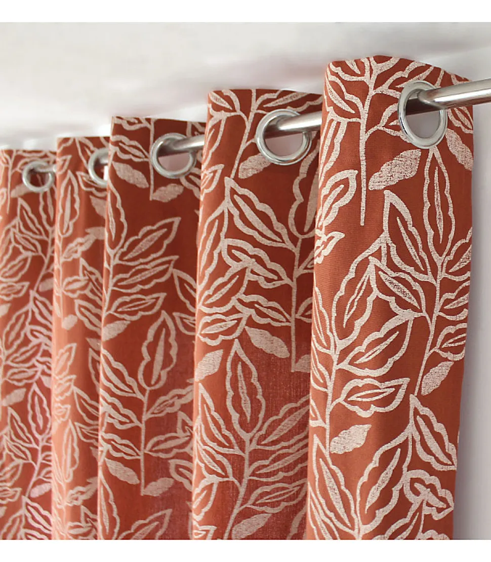 Rideau tamisant esprit lodge 140x240cm - 140x240cm - Terre cuite
