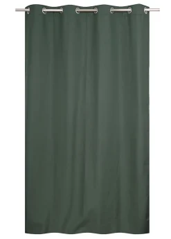 Rideau thermique à œillets effet lin vert L.240 x l.140cm