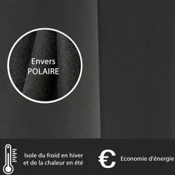 Rideau thermique à œillets gris foncé l.140 x H. 240cm