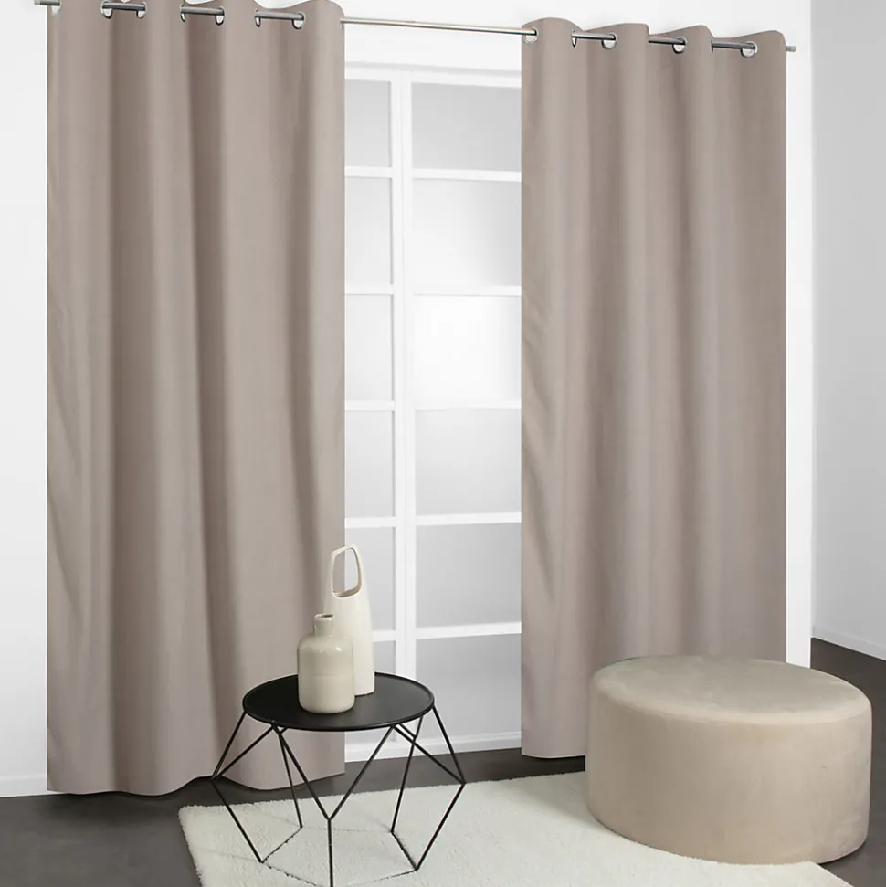 Rideau thermique à œillets velours côtelé beige taupe H.240 x l.135cm JBY Creation