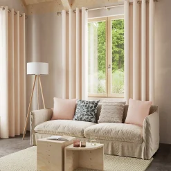 Rideau thermique à œillets effet velours tissé Kulti beige nude L.280 x l.140cm GoodHome