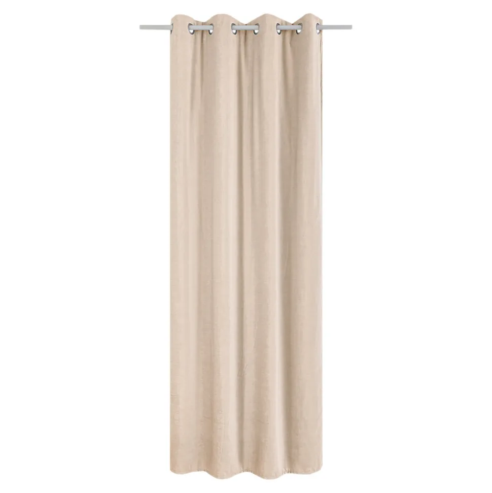 Rideau thermique à œillets effet velours tissé Kulti beige nude L.280 x l.140cm GoodHome