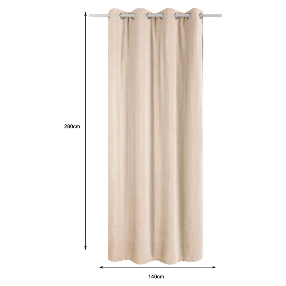 Rideau thermique à œillets effet velours tissé Kulti beige nude L.280 x l.140cm GoodHome