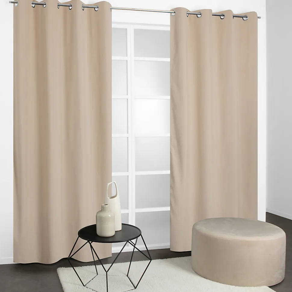 Rideau thermique à œillets velours côtelé blanc écru H.240 x l.135cm JBY Creation