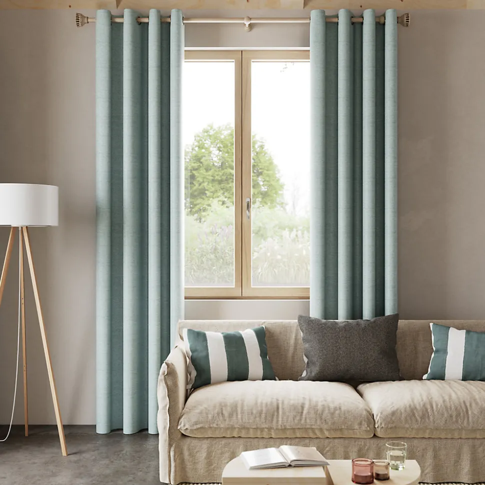 Rideau thermique à œillets effet velours tissé Kulti vert sauge L.280 x l.140cm GoodHome