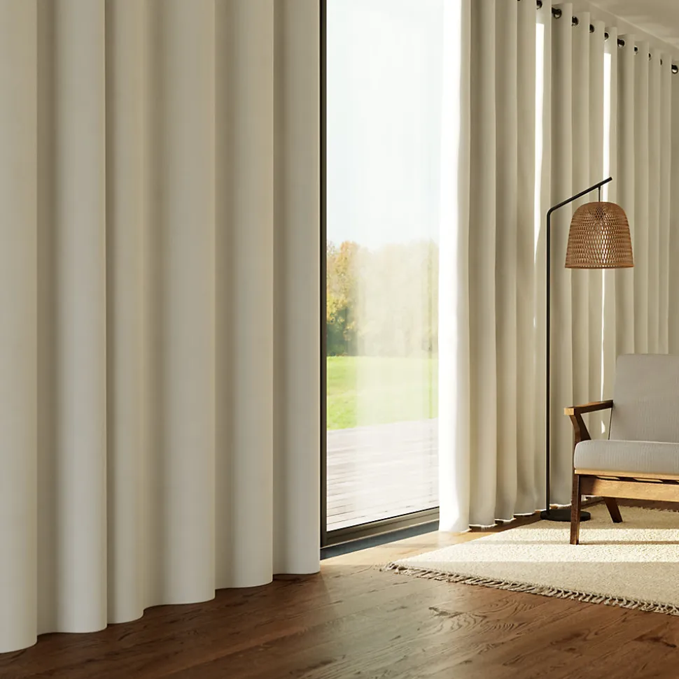Rideau thermique à œillets effet velours tissé Kulti vert sauge L.280 x l.140cm GoodHome