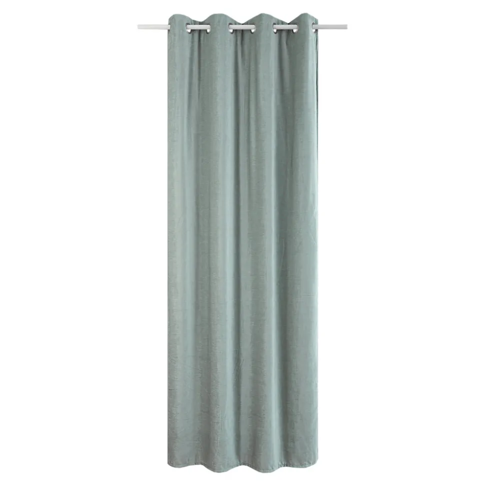 Rideau thermique à œillets effet velours tissé Kulti vert sauge L.280 x l.140cm GoodHome