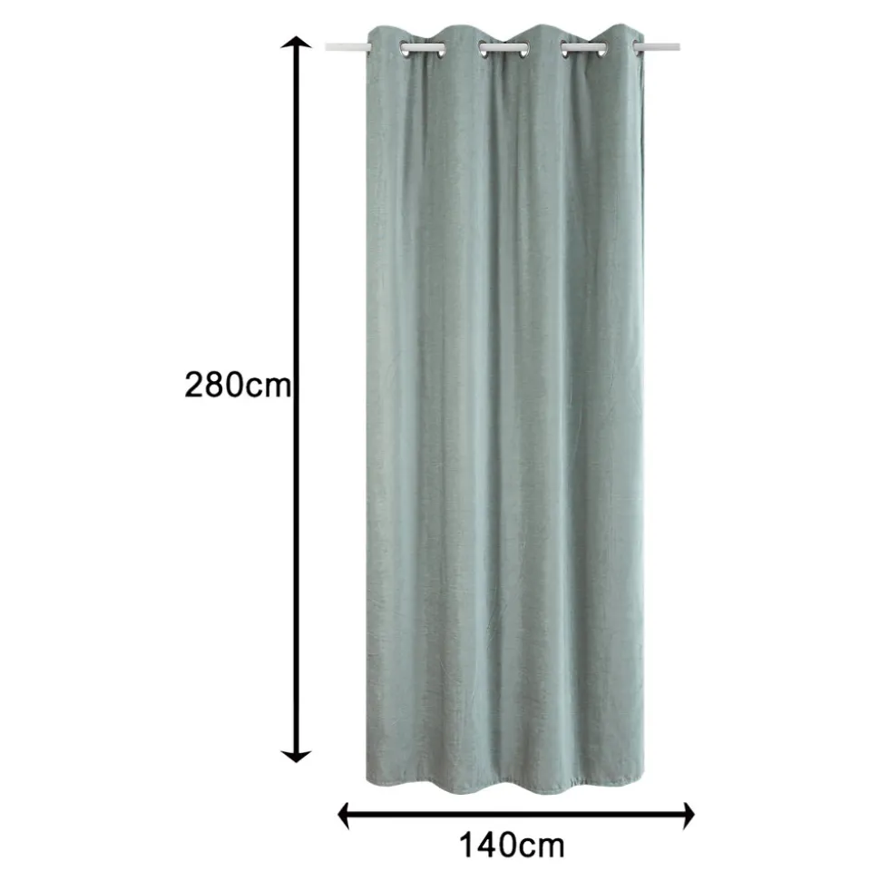 Rideau thermique à œillets effet velours tissé Kulti vert sauge L.280 x l.140cm GoodHome