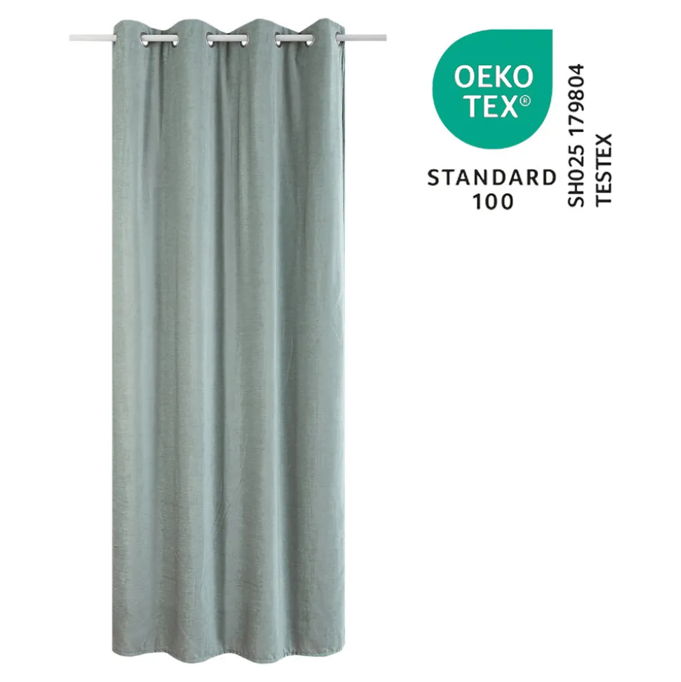 Rideau thermique à œillets effet velours tissé Kulti vert sauge L.280 x l.140cm GoodHome