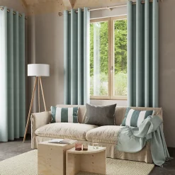Rideau thermique à œillets effet velours tissé Kulti vert sauge L.280 x l.140cm GoodHome