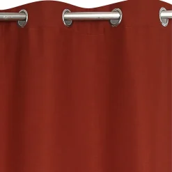 Rideau thermique à œillets effet lin rouge épice L.240 x l.140cm