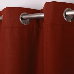 Rideau thermique à œillets effet lin rouge épice L.240 x l.140cm
