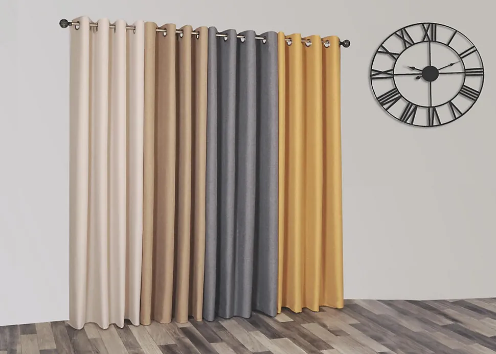 Rideau thermique à oeillets gris chiné l.135 x H.240 cm