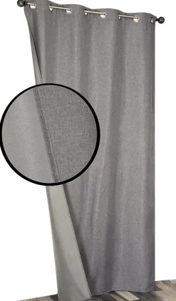 Rideau thermique à oeillets gris chiné l.135 x H.240 cm