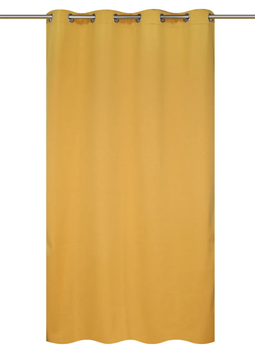Rideau thermique à oeillets effet lin jaune ocre L.240 x l.140cm Ornami