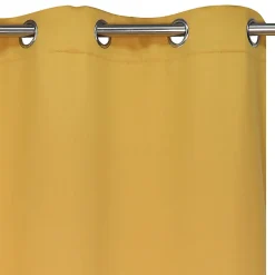 Rideau thermique à oeillets effet lin jaune ocre L.240 x l.140cm Ornami