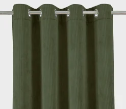 Rideau thermique à oeillets Farm velours vert kaki l.140 x H.260cm Tendence