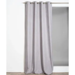 Rideau thermique à oeillets uni Luna gris L.260 x l.140cm Rocle