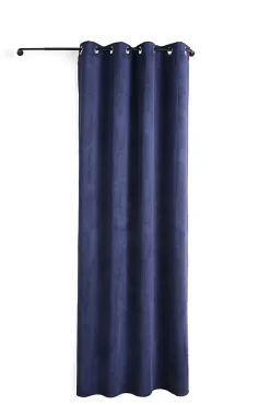 Rideau thermique à oeillets Farm velours bleu marine l.140 x H.260 cm Tendence